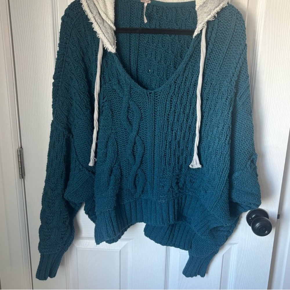 Free People Deep Teal V-Neck Sweater